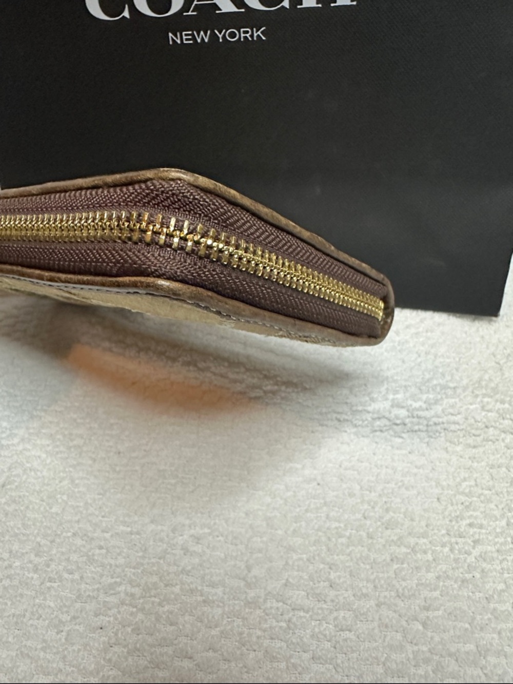 Coach Gold and Brown Patchwork Zip Wallet - Picture 3 of 11